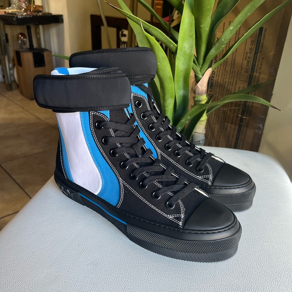 BURBERRY Men’s White/Black/Azure Sub High-Top Lace-Up Trainer Size 11 (44 IT)